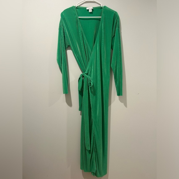 Topshop Maternity Dress Plisse Wrap Dress In green Two Toned Size S - Picture 4 of 10